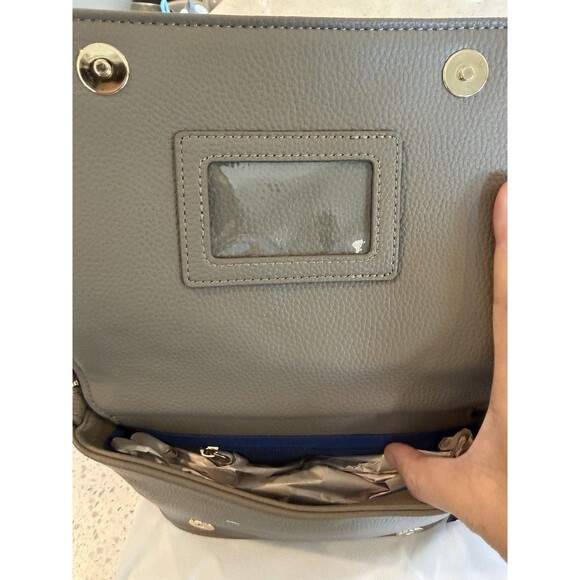 minkeeblue Quilted Taupe Crossbody Bag with Detachable Strap Chevron Pattern - Picture 5 of 8